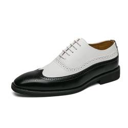 LMUIPMAA Brogue Herren Schuhe Zwei Töne Mode Oxfords Schnürschuhe Formale Hochzeit Kleid Schuhe,Schwarz,44 EU von LMUIPMAA