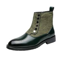 LMUIPMAA Herren Chelsea Boots Leder Zip Up Brogue Boots Formelles Kleid Stiefeletten Für Männer,Grün,38 EU von LMUIPMAA