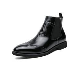 LMUIPMAA Herren Chelsea-Stiefel Formal Chukka Stiefeletten Leichte Lässigelederstiefel,Schwarz,42 EU von LMUIPMAA