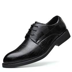LMUIPMAA Herren Schnürhalbschuhe Business Lederschuhe Anzugschuhe Oxford Derby Schuhe,Schwarz,41 EU von LMUIPMAA