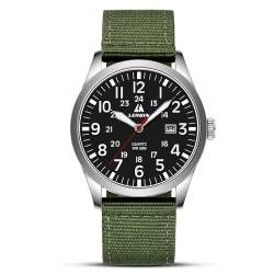 LN LENQIN Uhren Herren Herren Uhr Militär Uhr 30M wasserdichte Armbanduhr Herren Analog Quarz Uhren für Männer mit Datum Feld Uhr Nylon Band Armee Taktische Sportuhr von LN LENQIN