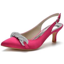 LNEMYQRS Hochabsatzige Schuhe für Damen mit geschlossenen Zehen, Strass-für Büro und Abendkleider, High Heels, Damen-Pumps, Hochzeitsschuhe für Frauen,Rose red,36 von LNEMYQRS