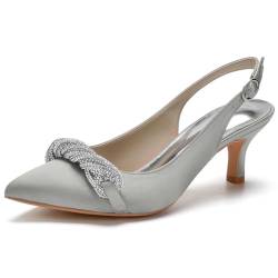 LNEMYQRS Hochabsatzige Schuhe für Damen mit geschlossenen Zehen, Strass-für Büro und Abendkleider, High Heels, Damen-Pumps, Hochzeitsschuhe für Frauen,Silber,41 von LNEMYQRS