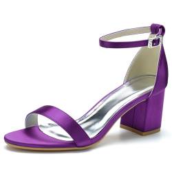 LNEMYQRS Hochhacken für Damen Dicksohlen Open-Toe High Heels Mode Hochzeitsparty Abendball Tanz Schnallen Kleider-Pumps Sandalen Schuhe,Dark Purple,42 von LNEMYQRS