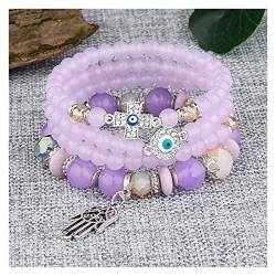 LOANDSDE Perlen Armbänder 4 Sets Stretch Bohemian Bracelets For Women Stackable Multilayer Colorful Beads Bracelet With Charm Girls Gifts Handmade(Purple) von LOANDSDE