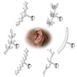 LOAYHOAY 6 Stück 16G 316L Edelstahl Knorpelohrstecker für Frauen Mädchen Helix-Ohrringe Ohrstecker Piercing Schmuck, Metall, Zirkonia, Metall, Metall, Zirkonia von LOAYHOAY