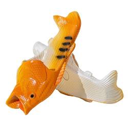 LOBIRGREW Fisch Schlappen Unisex Lustig Fisch Badelatschen für Herren or Damen Funny Fisch Latschen Hausschuhe für Strandhaus Dusche Pool Seite Orange 30/31 von LOBIRGREW