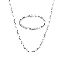 LOCCY Herren Damen Panzerkette Halskette, 2/2.5/3/4mm breit Edelstahl Silber Kubanische Kette Gliederkette Silberkette Hip-Hop Kette Halskette, Länge 45/50/55/60cm (silber-4mm breit, 50) von LOCCY