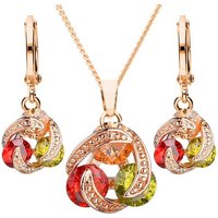 LÖB Ohrring und Ketten Set Halskette Creolen Ohrringe Set Infinity Ring Zirkonia Bunt Roségold (18KT 750er Roségold vergoldet), Ohrringe Hängend Schmuckset Rotgold Geschenke Frauen Mutter Muttertag von LÖB