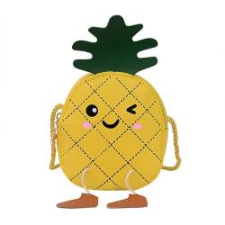 LOHGOU Kleine Umhängetasche für kleine Mädchen, niedliche Ananas-Form, Crossboby Sholuder Tasche, Mädchen, Kinder, Münzhandtasche, Geldbörse, gelb, Brieftasche von LOHGOU