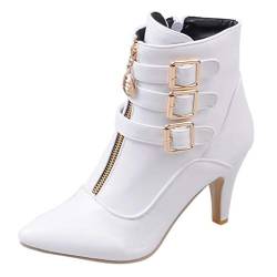 LOIJMK Baby Winter 21 Feste Heels Frauen Spitze Stiefel kurzer Reißverschluss Schuhe Damen Sneaker Mit Absatz (White, 35) von LOIJMK