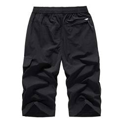 LOIJMK Breite Hosen Herren Große Größen Caprihose Schnell Trocknend Strandhose Capri Sporthosen Herren Weites Bein Sport Hose Elastischer Bund Freizeithose Cargo Jogginghose Herren Sporthose von LOIJMK