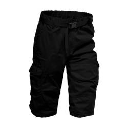 LOIJMK Cargohose Herren Kurz Regular Fit Jeanshose Cargo Schnell Trocknend Outdoorhose MäNner Einfarbig Mit Tasche Herren-Cargo-Shorts, 3/4, Entspannte Passform von LOIJMK