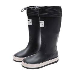 LOIJMK Damen Regen Lange Slip Freizeitschuhe Kurze Stiefeletten Outdoor Fashion Herren Freizeitschuhe Schuhe Damen Wandern (Black, 42) von LOIJMK