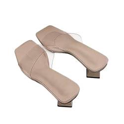 LOIJMK Damen Sommermode Vielseitige High-End-Temperament Dicker Absatz Transparente Hausschuhe Classic Schuhe Damen (Khaki, 38) von LOIJMK