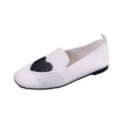 LOIJMK Gewebte, orthopädische, atmungsaktive, weiche Schuhe für Damen, zum Spazierengehen, Slip-On-Schuhe aus Schaumstoff, Slip-In-Sneakers mit Fußgewölbeunterstützung Elegante Schuhe (White, 41) von LOIJMK