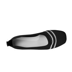 LOIJMK Gewebte, orthopädische, atmungsaktive, weiche Schuhe für Damen, zum Spazierengehen, Slip-On-Schuhe aus Schaumstoff, Slip-In-Sneakers mit Fußgewölbeunterstützung Winter Schuhe Damen (Black, 40) von LOIJMK