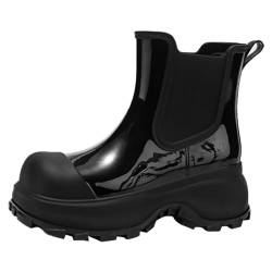 LOIJMK Gummistiefel Damen mit Plateau, Regenstiefel Rain Boots Halbhoch Angelstiefel Outdoorschuhe Camping Stiefeletten Wasserdicht Rutschfest Gummistiefeletten Reitstiefeletten Gr.36-41 von LOIJMK