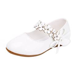 LOIJMK Mädchenschuhe Lederschuhe Einzelschuhe Tanzschuhe Mädchen Performance Schuhe Schuhe Damen Weite H (White, 34 Big Kids) von LOIJMK