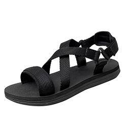 LOIJMK Sandalen außen rutschfeste Strand bequemer Modeboden für Männer stilvolle weiche Herrensandalen Schuhe Sneaker Herren (Black, 41) von LOIJMK