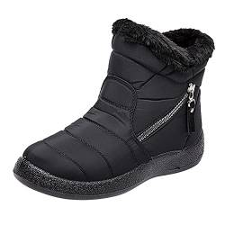 LOIJMK Schuhe Damen Schwarz Für Damen Plus Warm Proof Platform Damenschuhe Wasserreißverschluss Für Damen Winterstiefel Stiefel Schwarze Stiefel Samtstiefel Stiefel Damenstiefel (Black, 40) von LOIJMK