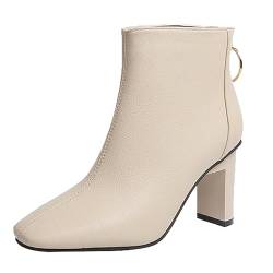 LOIJMK Schuhe Damenstiefel Nähen Feste Flache Mit Schuhen Eigenschaften: Outdoor Schuhe Damen Gefüttert Wasserdicht (White, 37) von LOIJMK