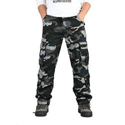 LOIJMK Tarnhose Herren, Funky Camouflage Hose Herren Outdoor Arbeitshose Mode Trainingshose Tarnung Latzhose Herren Multi-Pocket Lässige Hose Elegant Freizeithose Regular Fit Jogginghose von LOIJMK