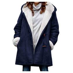 LOIJMK Winter Jacke Damen Lang Winterparka Wintermantel Warm Plus Samt Mantel mit Fell Kapuze Damen Parka Kapuzenjacke Lässige Damenmantel ÜBergangsjacke Herbst Winter Frauen Outdoorjacke von LOIJMK