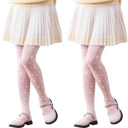 LOLANTA 2-Pack Mädchen Glitzer Strumpfhosen mit Strass, Kinder Ballett Tanz Schulpantyhose, Rosa, 6-8 Jahre, M von LOLANTA