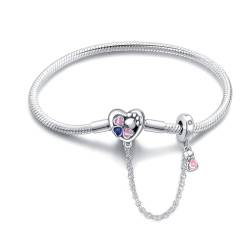 LONGLUCK Armkette Damen Silber 925 Schlange Kette Libellen und vierblättriges KleeblattAnhänger Beads Charm Armband mit 5A Cubic Zirconia für Frauen Geschenk für Sie von LONGLUCK