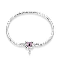 LONGLUCK Armkette Damen Silber 925 Schlange Kette Libellen und vierblättriges KleeblattAnhänger Beads Charm Armband mit 5A Cubic Zirconia für Frauen Geschenk für Sie von LONGLUCK