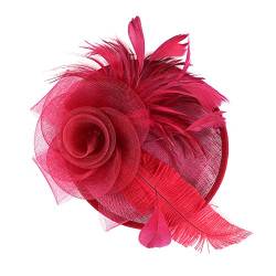 Fascinator Damen Frauen Braut Haarschmuck aus Mesh Federn Pillbox-Hut elegant Netzschleier vintage Headwear Haar Accessoire Kopfbedeckung Blumen Stirnband für Karneval Tea Party Cocktail Cosplay von LONTG