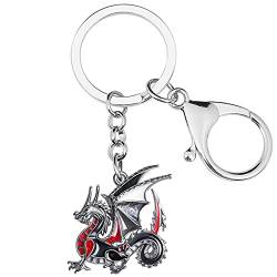 LONYOO Emaille Fantasy Drachen Schlüsselanhänger Zinklegierung Dinosaurier Schmuck Geschenke für Frauen Mädchen Autoschlüssel Handtasche Charms (Schwarz) von LONYOO