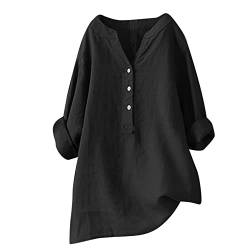 Oversize Leinen Oberteile Damen Große Größen Asymmetrische Bluse Federmausärmel Tunika Urlaub Unregelmäßige Saum Shirts Langarmshirts Herbst Lose Lässige Bluse Gr.56 54 52 von LOPILY