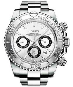 TEINTOP Loreo Armbanduhr für Herren Automatisch Multifunktion mit Edelstahlband (Weiß) von LOREO