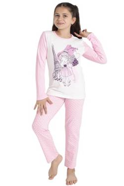 LOREZA ® Mädchen Pyjama Baumwolle Set Zweiteiliger Schlafanzug (152-158 (12-13 Jahre), Modell 1) von LOREZA