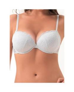 LORMAR Balconette-BH Double Spitze Cups Super Push Up 2 Größen größer, Weiß, 70B von LORMAR