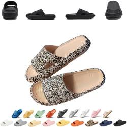 LOSD Pummy Damen Original, Wolkenschuhe Damen, Hausschuhe Damen, Schlappis Wolken Damen Original, Schlappys Schlappen Damen(Beige Leopard-A,36/37) von LOSD