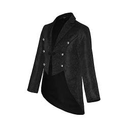 LOSSLO Steampunk Herren Frack,Mittelalter Kleidung Viktorianische Jacke Gothic Mantel Gehrock Mäntel Jacquard Festlich Anzug Lang Viktorianischen Punk Männer Party Halloween Karneval Kostüm von LOSSLO