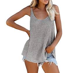 LOSSLO Tank Top Damen -Spaghetti Top Damen Stricktop Damen Sommer Blusenntop Ärmelloses Cami Top Strick Tops Oberteile Elegant Tshirt Tunika Große Größen Blusen Sporttop Tanktops Frauen von LOSSLO