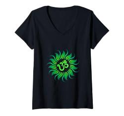 Damen OM Mandala: Peace, Harmony and Spiritual Connection T-Shirt mit V-Ausschnitt von LOTUS FLOWER MANDALA