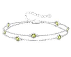 LOUISA SECRET Armband silber 925 damen mit Zirkonia Armband Doppelt Kette Verstellbar Armkette Valentinstag Muttertag Geburtstags Weihnachten Geschenk für Sie Frauen Freundin (925 Silver-08-Aug) von LOUISA SECRET