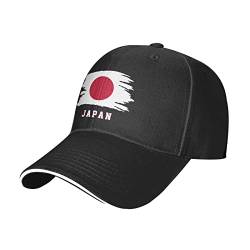 LOUJIN Japan Flagge Baseball Kappe Atmungsaktiv Verstellbar Sport Kappe Sommer Sonnenhut Schwarz für Damen Herren, Schwarz , One size von LOUJIN