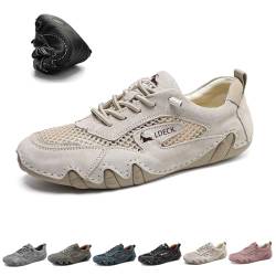 Handgemachte italienische Mesh-Beck-Schuhe for Damen, minimalistisch, zum Reinschlüpfen, atmungsaktiv, rutschfest, leicht, lässige Wander-Sneaker for draußen und den Alltag(Beige,US 7.5) von LOVEWLVNCL