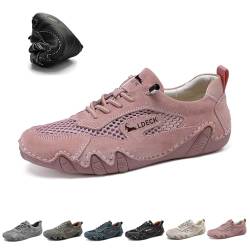 Handgemachte italienische Mesh-Beck-Schuhe for Damen, minimalistisch, zum Reinschlüpfen, atmungsaktiv, rutschfest, leicht, lässige Wander-Sneaker for draußen und den Alltag(Pink,US 10) von LOVEWLVNCL
