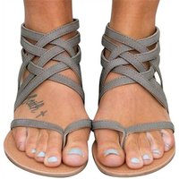 LOVGCCN Damen Sommer Strap Sandalen Cross Strap Zipper Flats Thong Sandalen Sandalette von LOVGCCN