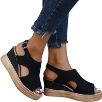 LOVGCCN Keilabsatz Sandalen, Schuhe für Frauen Breite Hollow Zehe Schnalle Sandalette von LOVGCCN