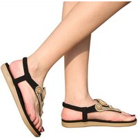 LOVGCCN Sandalen Damen Flache Sandalen Casual Plain Split Toe Strandschuhe Sandalette von LOVGCCN