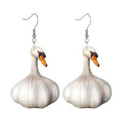 LOVIVER Knoblauch-Ente, Acryl-Ohrringe, Tropfenohrringe, Stoff-Accessoires, dekorative Damen-Ohrhänger, Schmuck, Geschenke für Club-Festival von LOVIVER