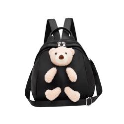 LOVIVER Mini-Rucksack für Damen, süßer Cartoon-Print, lässiger Tagesrucksack für die Arbeit, Outdoor, Dating, Urlaub, Schwarz von LOVIVER